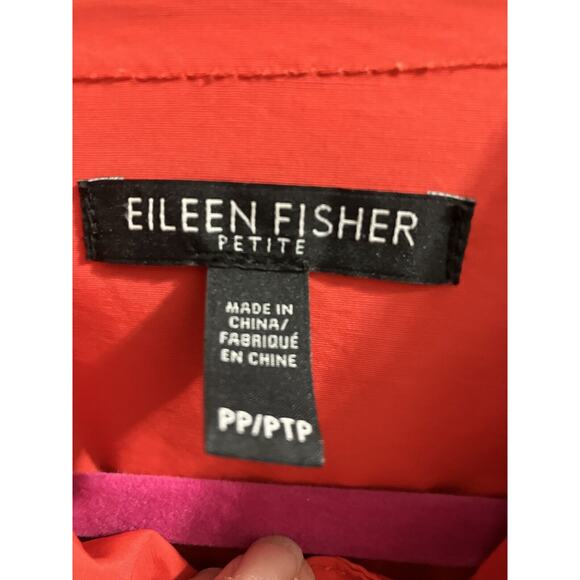 Eileen Fisher Hooded Red Light Weight Rain Jacket Coat size Petite PP/PTP - Picture 4 of 9